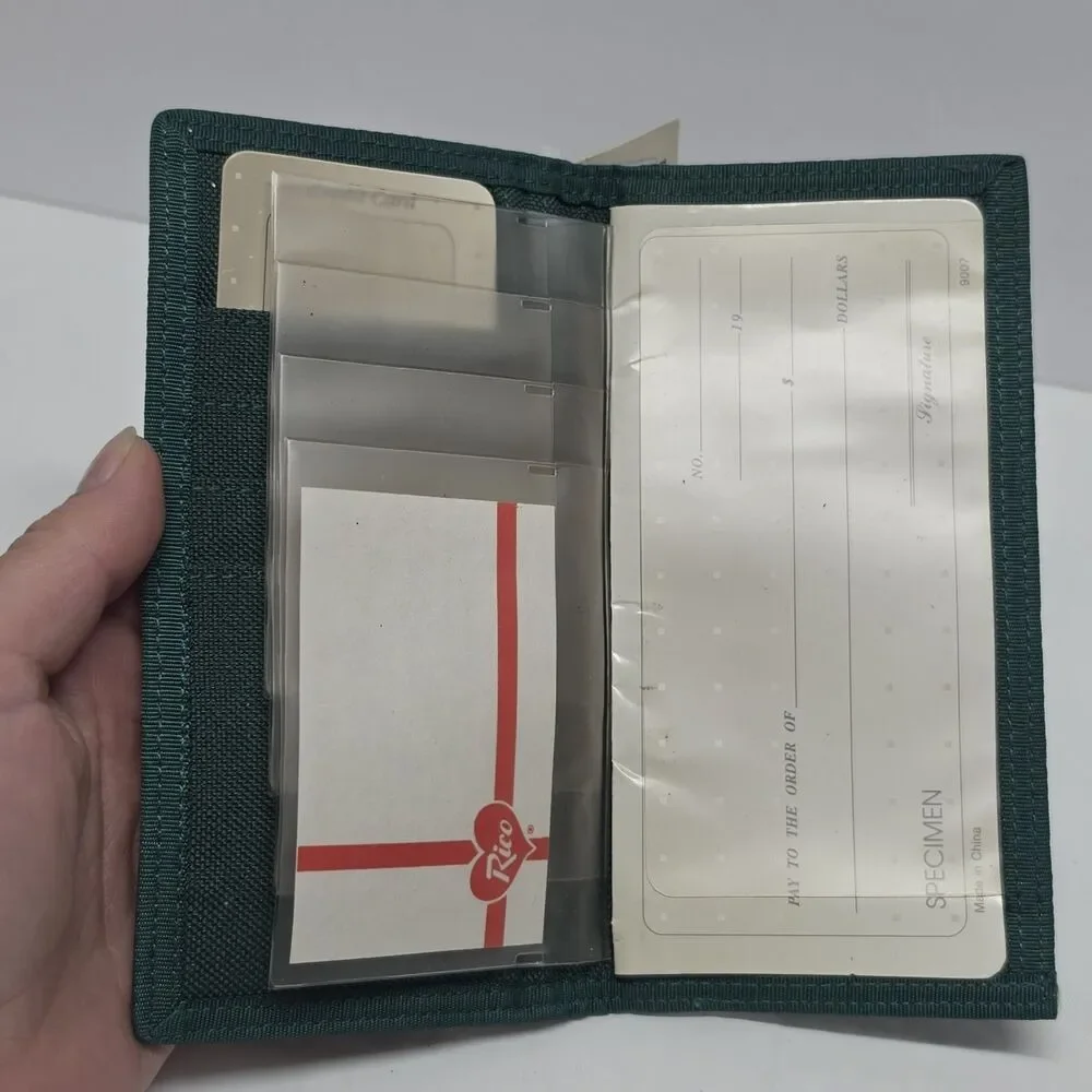 Vintage Green Bay Packers Premium Brown Leather And Canvas Checkbook Wallet NWT